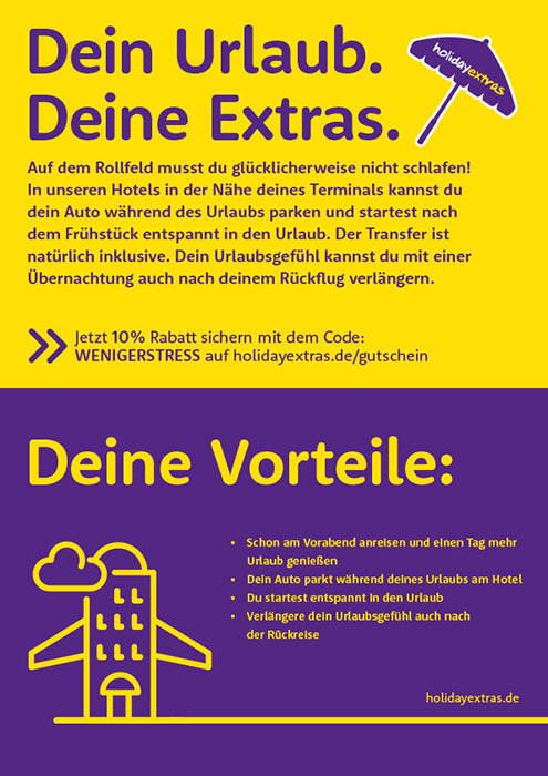 Holiday Extras - Mediatest - TZ-Beileger   Holiday Extras - Mediatest - TZ-Beileger